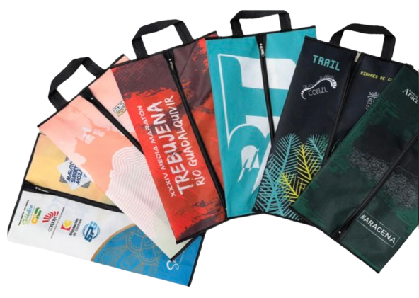 Collection de pochettes rPET ZeCabas — différents événements sportifs